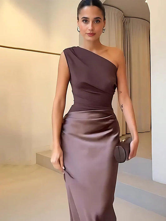 Nanette | One-Shoulder Satin Maxi Dress
