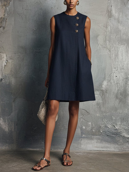 Oliva | Asymmetric Button Mini Dress
