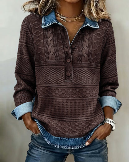 Lena | Half Button Collar Sweatshirt