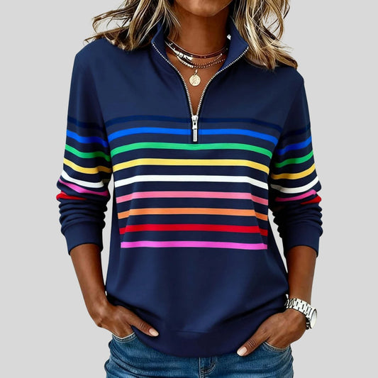 Tomasa | Colourful Striped Quarter-Zip Sweatshirt