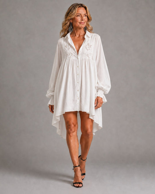 Isbella | Lace Shirt Mini Dress