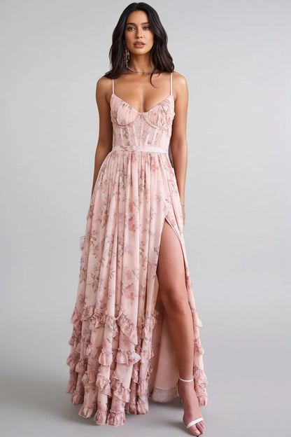 Ruthie | Floral Print Ruffled Maxi Dress
