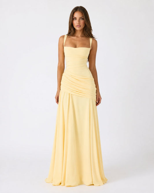 Phoebe | Maxi Dress With Ruched Square Neckline