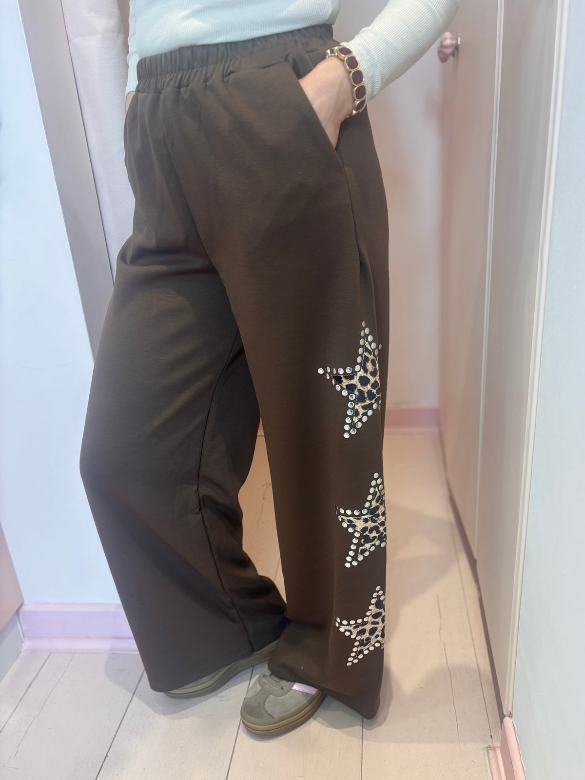 Leopard Star Wide Leg Joggers