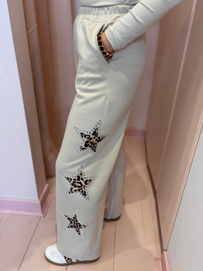Leopard Star Wide Leg Joggers