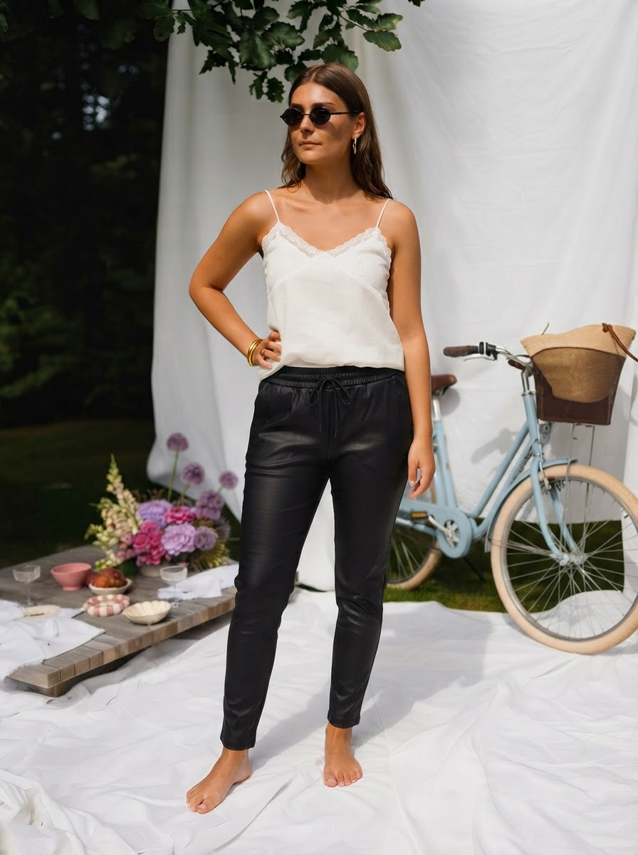 Melly Leather-Look Drawstring Joggers