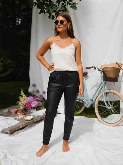 Melly Leather-Look Drawstring Joggers
