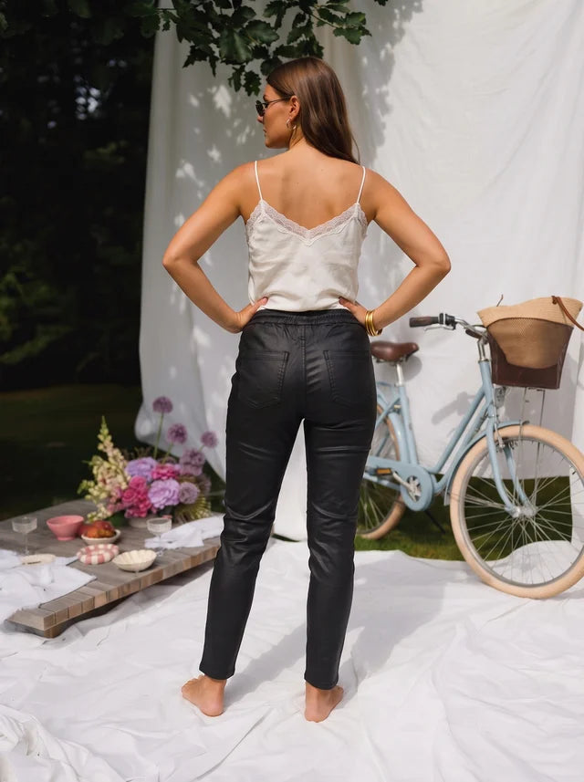 Melly Leather-Look Drawstring Joggers