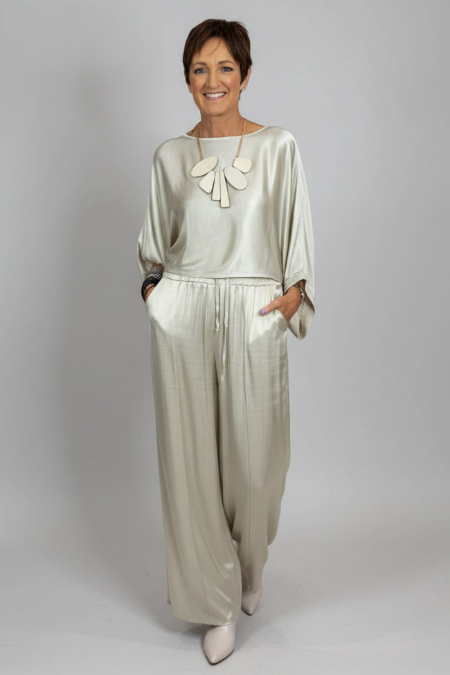 Satin Wide Leg Trousers