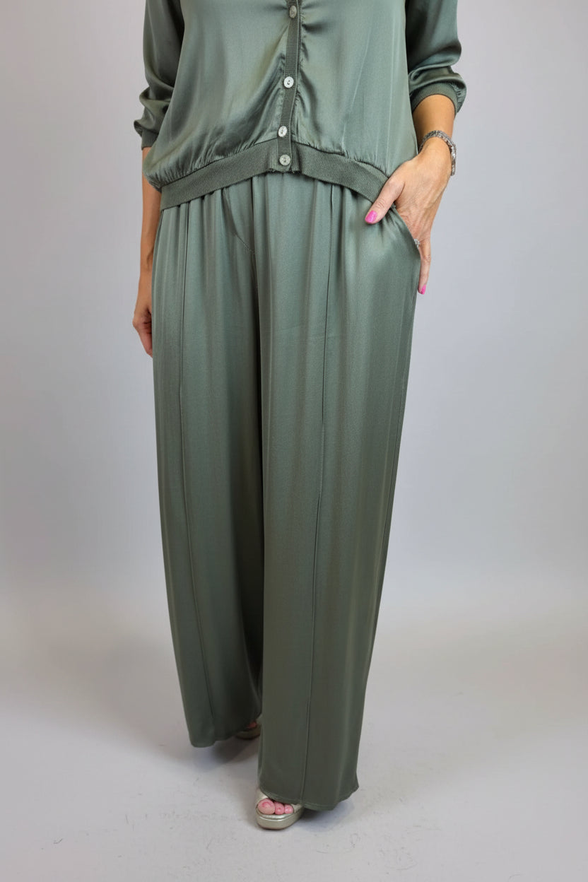 Satin Wide Leg Trousers