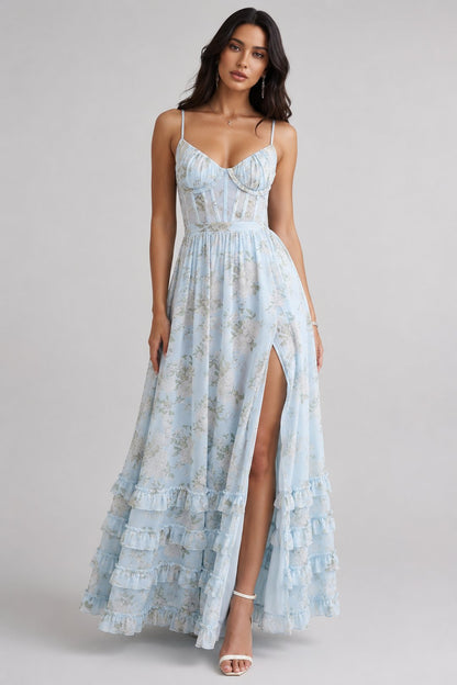 Ruthie | Floral Print Ruffled Maxi Dress