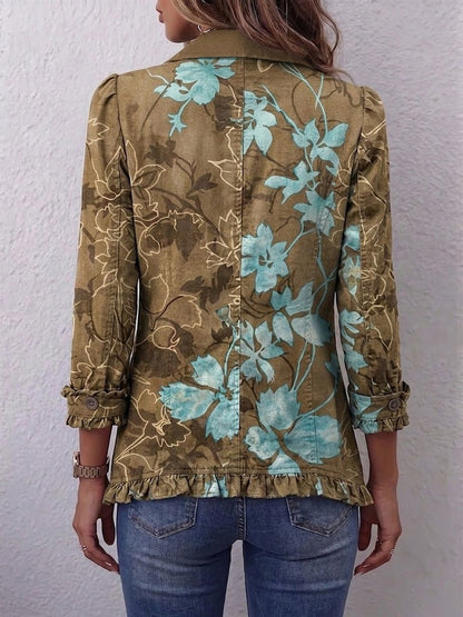 Fianna | Boho Gradient Vintage Floral Ruffle Jacket