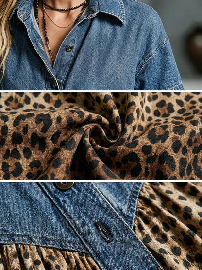 Betsy | Leopard Gradient Denim Dress