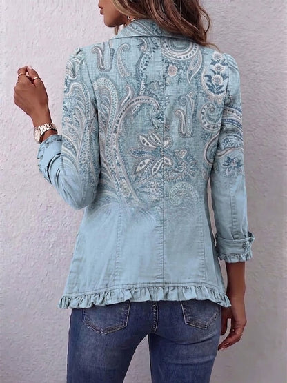 Grainne | Vintage Paisley Print Ruffled Jacket